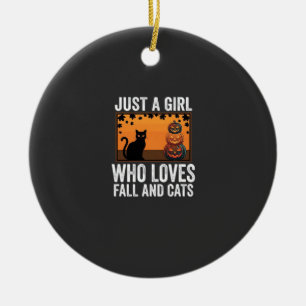 Gewoon een meisje dat van herfst en katten houdt_1 keramisch ornament