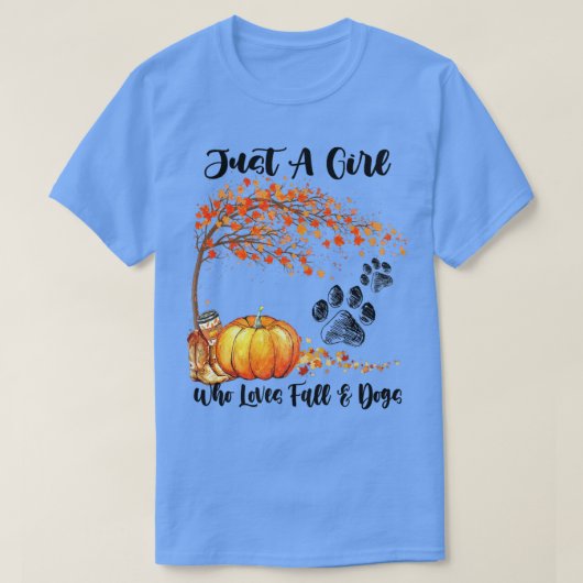 Gewoon een meisje dat van Herfst houdt en honden d T-shirt (Design voorkant)