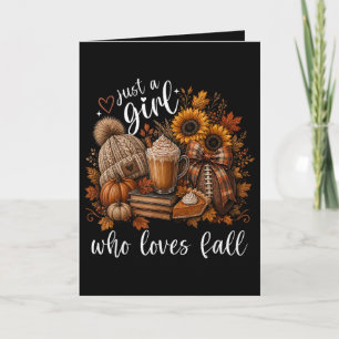 Gewoon een meisje dat van herfst houdt feestdagen kaart