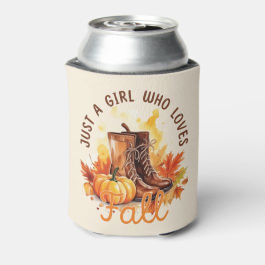 Gewoon een meisje dat van Herfst houdt - Gezellige Blikjeskoeler (Blikje Achterkant)