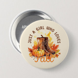 Gewoon een meisje dat van Herfst houdt - Gezellige Ronde Button 7,6 Cm