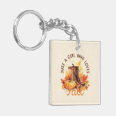 Gewoon een meisje dat van Herfst houdt - Gezellige Sleutelhanger (Voorkant Links)