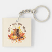 Gewoon een meisje dat van Herfst houdt - Gezellige Sleutelhanger (Achterkant)
