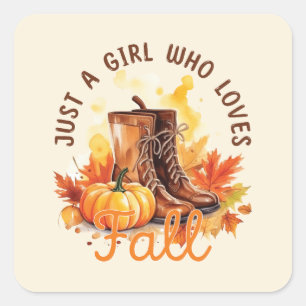 Gewoon een meisje dat van Herfst houdt - Gezellige Vierkante Sticker