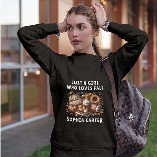 Gewoon een meisje dat van Herfst houdt Herfst Zwar Trui