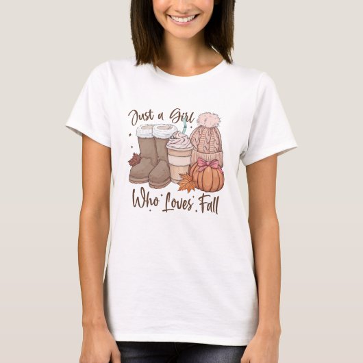 Gewoon een meisje dat van herfst, knus herfst houd t-shirt (Voorkant)