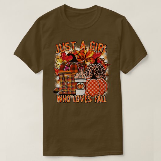 gewoon een meisje dat van herfst leopard pumpkin h t-shirt (Design voorkant)