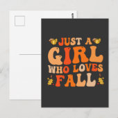 Gewoon een meisje dat van herfst leuk groovy herfs briefkaart (Voorkant / Achterkant)
