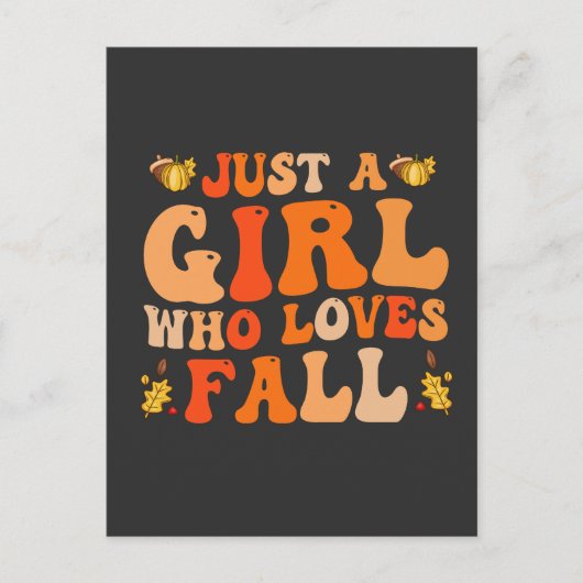 Gewoon een meisje dat van herfst leuk groovy herfs briefkaart (Voorkant)