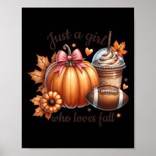 Gewoon een meisje dat van herfst pompoen football poster