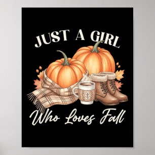 Gewoon een meisje dat van herfst pompoen voetbal g poster