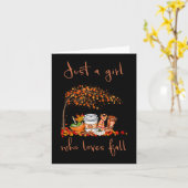 Gewoon een meisje dat van Herfst Pumpkin Spice Lat Kaart (Gele Bloem)