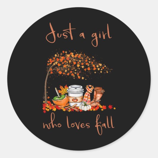 Gewoon een meisje dat van Herfst Pumpkin Spice Lat Ronde Sticker (Voorkant)