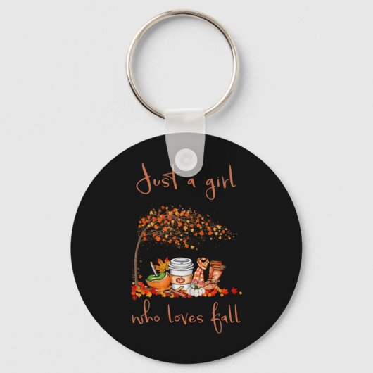 Gewoon een meisje dat van Herfst Pumpkin Spice Lat Sleutelhanger (Voorkant)