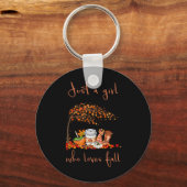 Gewoon een meisje dat van Herfst Pumpkin Spice Lat Sleutelhanger (Voorkant)