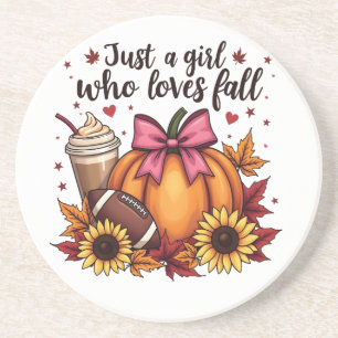 Gewoon een meisje dat van herfst pumpkin spice lat zandsteen onderzetter