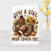 Gewoon Een Meisje Dat Van Herfst Voetbal Zonnebloe Kaart (Gele Bloem)