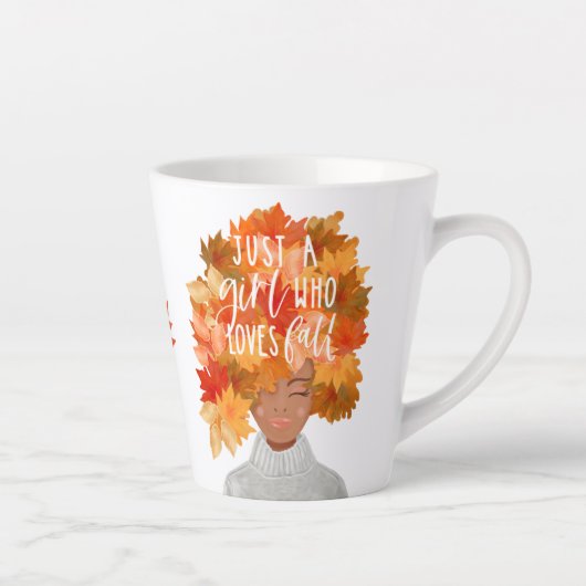 Gewoon een meisje dat van Herfst Waterverf Herfst  Latte Mok (Rechts)