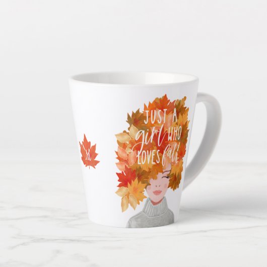 Gewoon een meisje dat van Herfst Waterverf Herfst  Latte Mok (Rechterhoek)