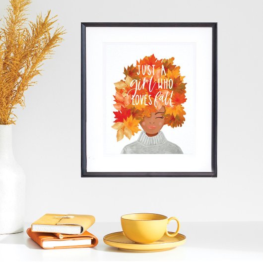 Gewoon een meisje dat van Herfst Waterverf Herfst  Poster