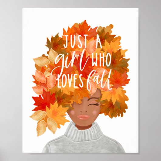 Gewoon een meisje dat van Herfst Waterverf Herfst  Poster (Voorkant)