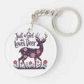 Gewoon een meisje dat van herten houdt Bloemen & g Sleutelhanger (Achterkant)