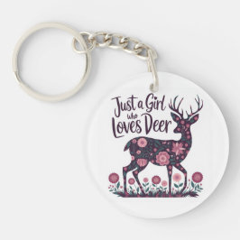 Gewoon een meisje dat van herten houdt Bloemen & g Sleutelhanger