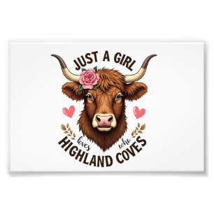 Gewoon Een Meisje Dat Van Highland Koeien Houdt Vi Foto Afdruk