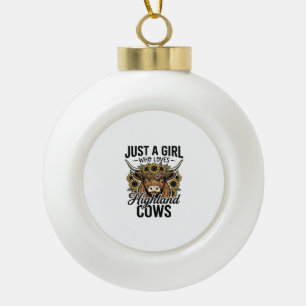 Gewoon Een Meisje Dat Van Highland Koeien Houdt Vi Keramische Bal Ornament