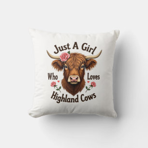 Gewoon Een Meisje Dat Van Highland Koeien Houdt Vi Kussen