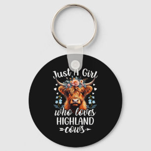 Gewoon Een Meisje Dat Van Highland Koeien Schotse Sleutelhanger