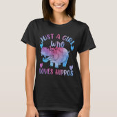 Gewoon een meisje dat van Hippos Hippopotamus Love T-shirt (Voorkant)
