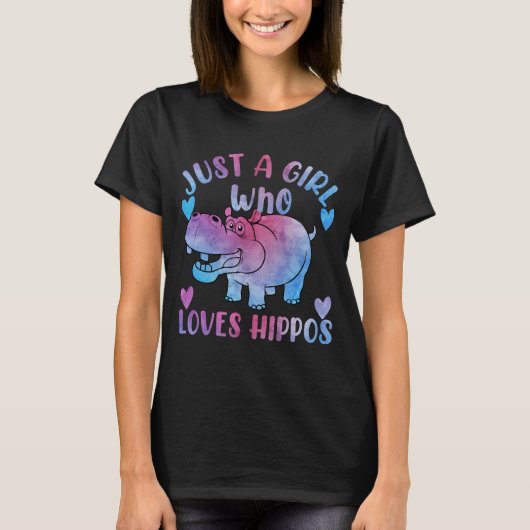 Gewoon een meisje dat van Hippos Hippopotamus Love T-shirt (Voorkant)