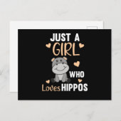 Gewoon een meisje dat van Hippos houdt, Hippo Briefkaart (Voorkant / Achterkant)