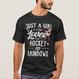 Gewoon een meisje dat van hockey en regenbogen vro t-shirt