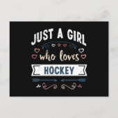 Gewoon een meisje dat van Hockey Funny Gifts houdt Briefkaart (Voorkant)