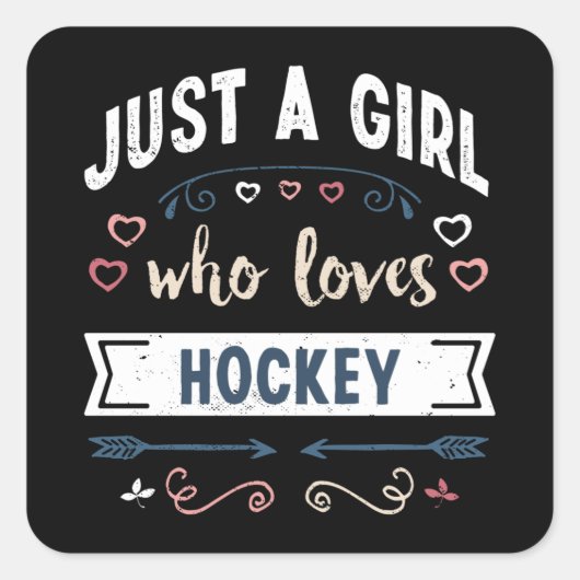 Gewoon een meisje dat van Hockey Funny Gifts houdt Vierkante Sticker (Voorkant)