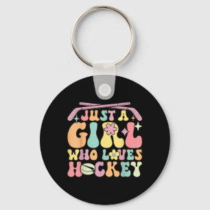 Gewoon Een Meisje Dat Van Hockey Houdt Groovy Hock Sleutelhanger