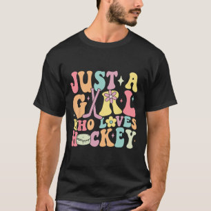 Gewoon een meisje dat van hockey houdt Groovy hock T-shirt