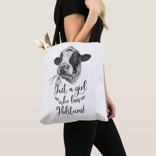 Gewoon een meisje dat van Holstein koeien houdt Tote Bag (Dichtbij)