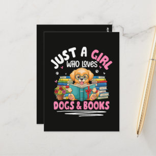 Gewoon een meisje dat van honden en boeken lezen h briefkaart