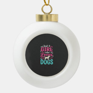 Gewoon Een Meisje Dat Van Honden Houdt Keramische Bal Ornament