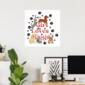 Gewoon een meisje dat van honden houdt poster (Thuiskantoor)