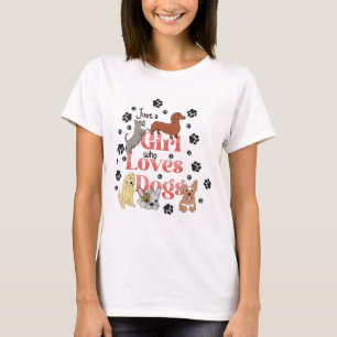 Gewoon een meisje dat van honden houdt t-shirt