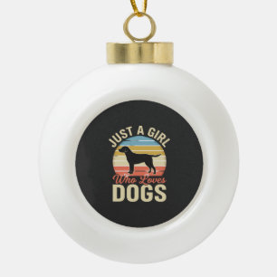 Gewoon een meisje dat van honden houdt vintage hon keramische bal ornament