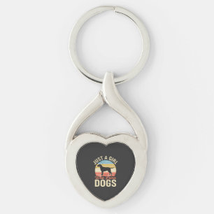 Gewoon een meisje dat van honden houdt vintage hon sleutelhanger