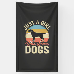 Gewoon een meisje dat van honden houdt vintage hon spandoek