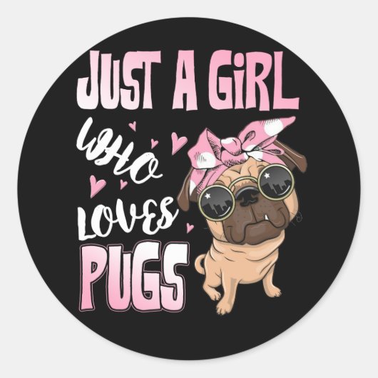 Gewoon een meisje dat van Hondenliefhebber Pugs Cu Ronde Sticker (Voorkant)