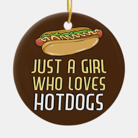 Gewoon een meisje dat van hot Dogs Funny Hotdog ho Keramisch Ornament (Voorkant)