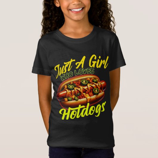 Gewoon een meisje dat van hotdogs houdt t-shirt (Voorkant)